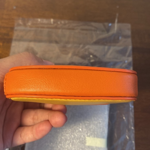 NWT Coach Halloween Candy Corn 5736 Orange Yellow White Leather Zip Coin Pouch - Picture 5 of 9